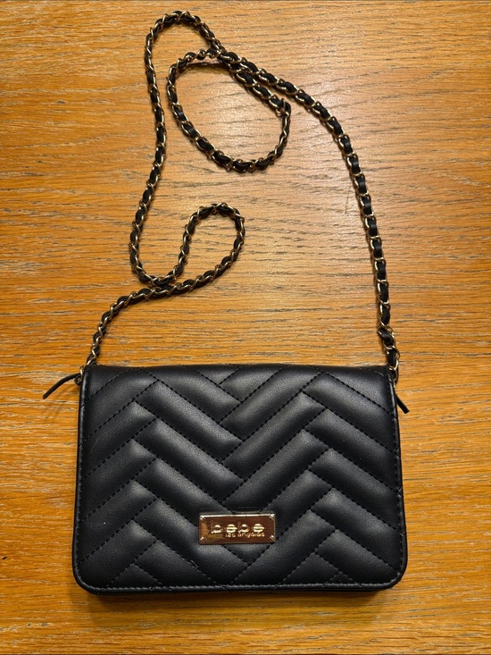 bebe Handbags - bebe Black Quilted Crossbody with Gold-Tone Chain